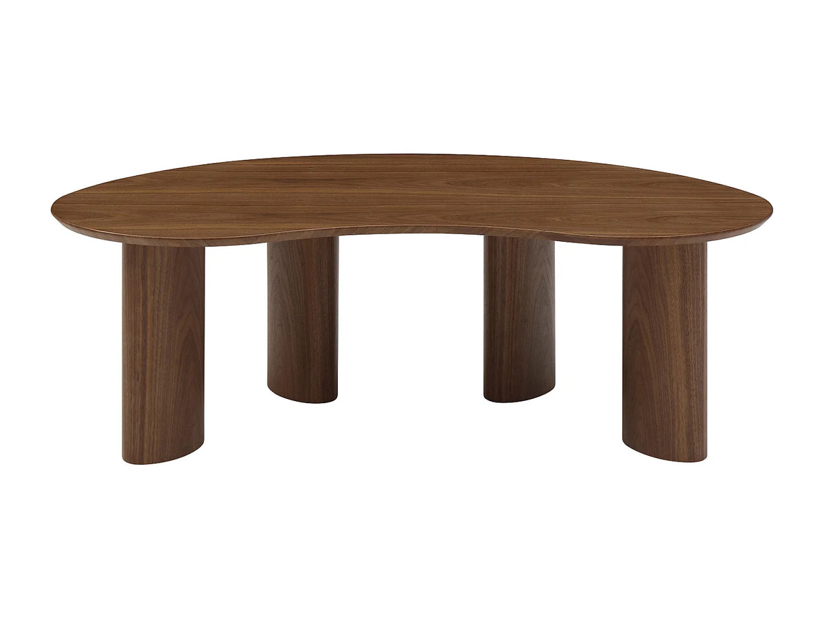 Table basse Japandi organique en placage de noyer naturel foncé 120 x 70 cm - Calynor