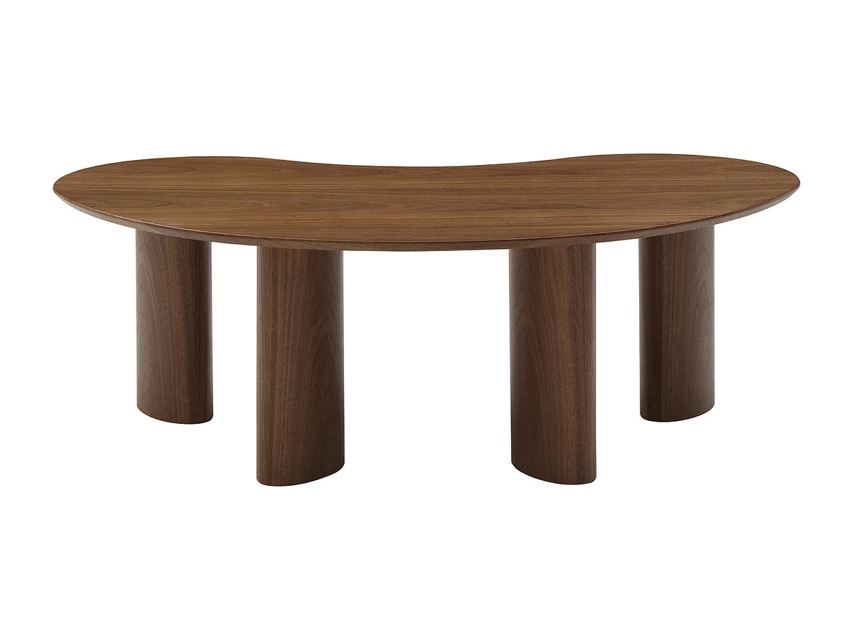 Table basse Japandi organique en placage de noyer naturel foncé 120 x 70 cm - Calynor