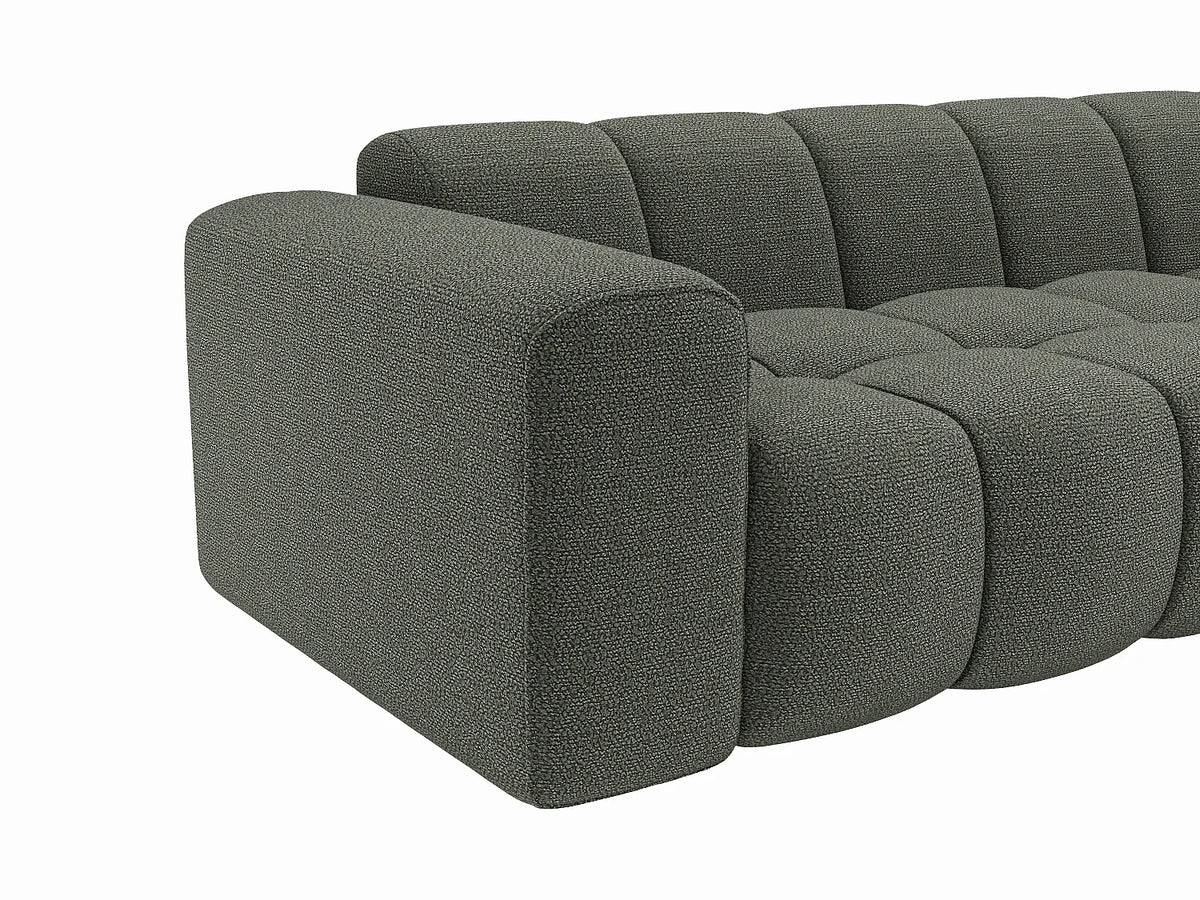Canapé d'angle Japandi droit 4 places en tissu chenille vert 284 cm - Caleso