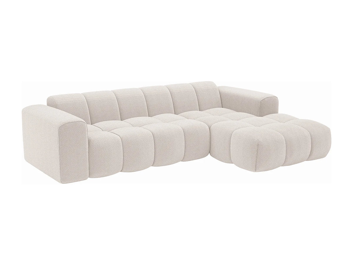 Canapé d'angle Japandi droit 4 places en tissu chenille beige 284 cm - Caleso
