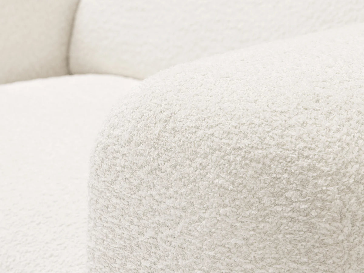 Fauteuil Japandi large en bouclette blanche - Pogni