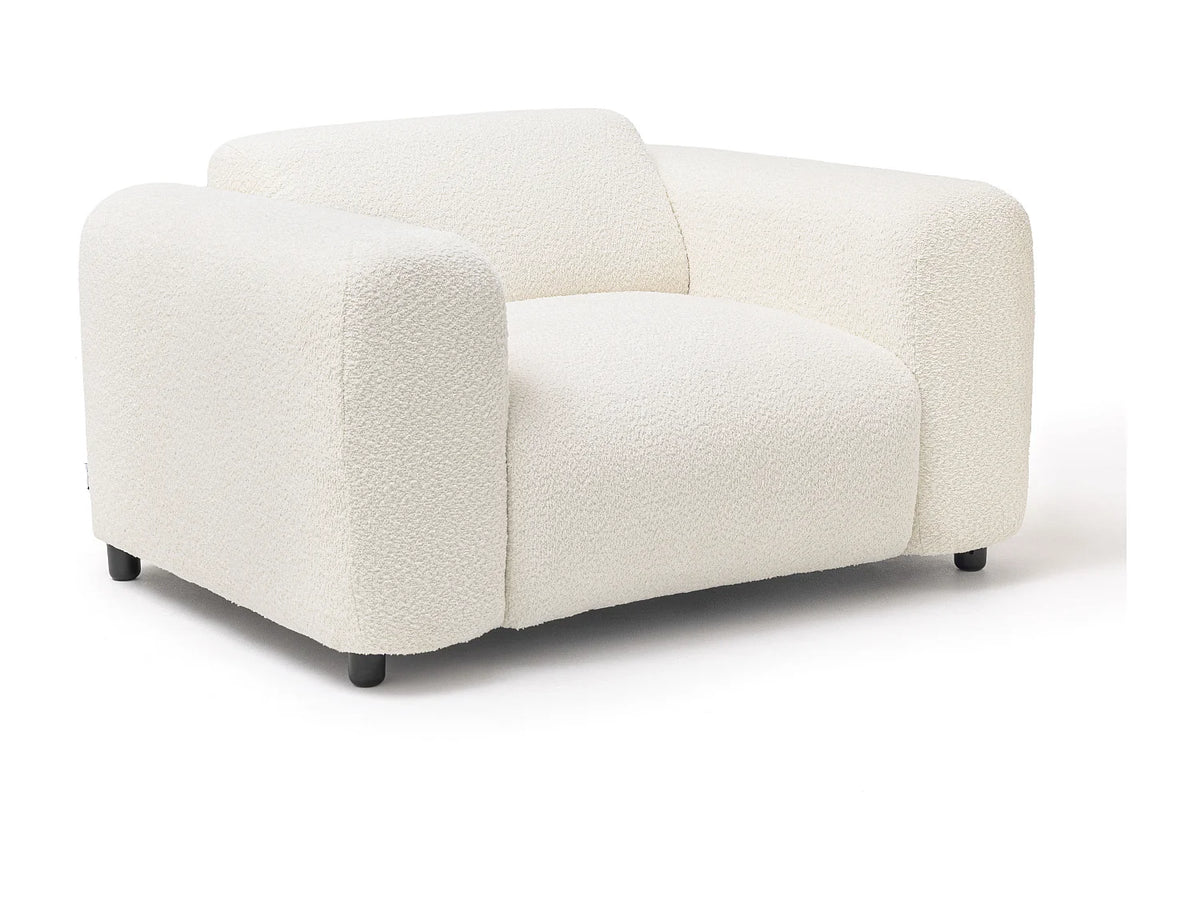 Fauteuil Japandi large en bouclette blanche - Pogni