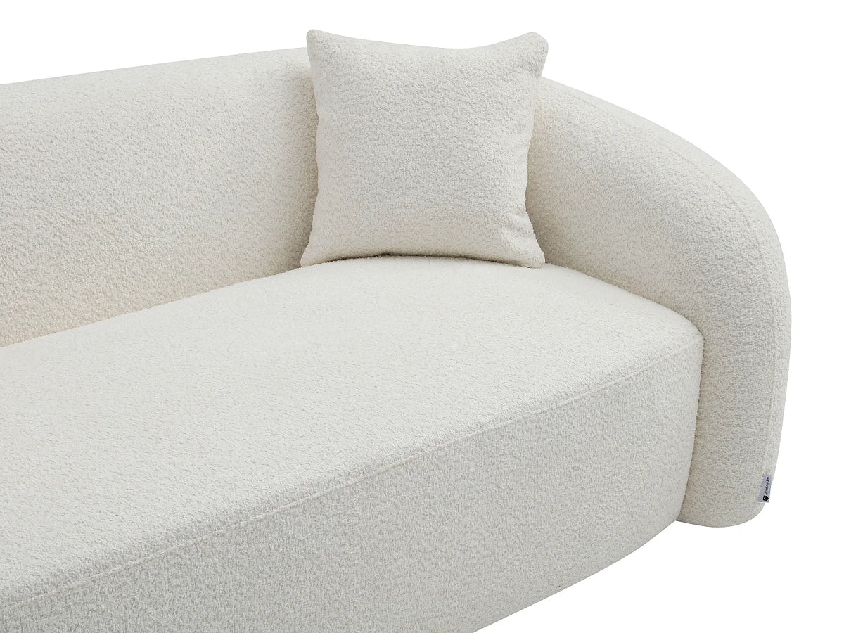 Canapé Japandi 3 places en bouclette blanche 220 cm - Lapiota