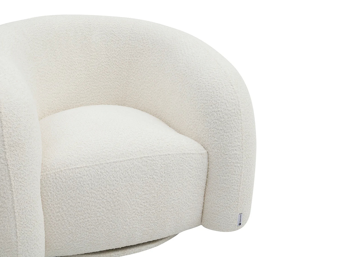 Fauteuil Japandi pivotant en bouclette blanche - Lapiota