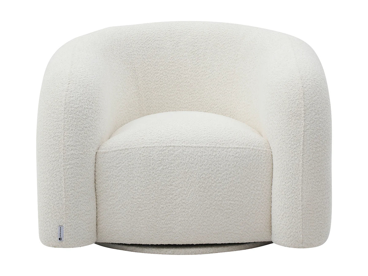 Fauteuil Japandi pivotant en bouclette blanche - Lapiota