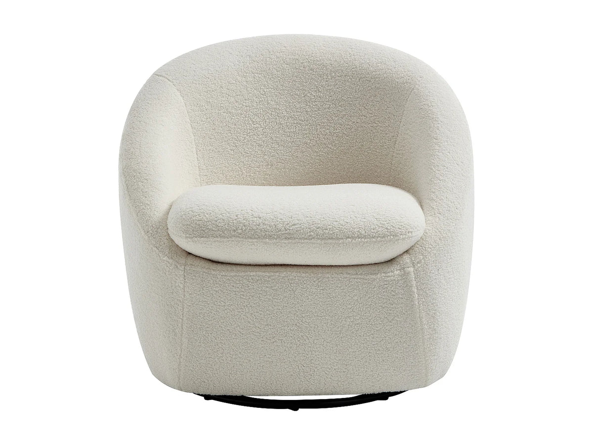 Fauteuil Japandi pivotant en tissu bouclette blanc - Netalio
