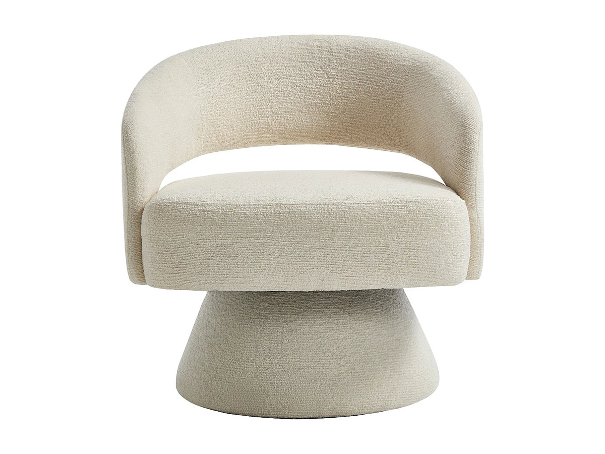 Fauteuil Japandi pivotant en tissu chenille beige - Fedote