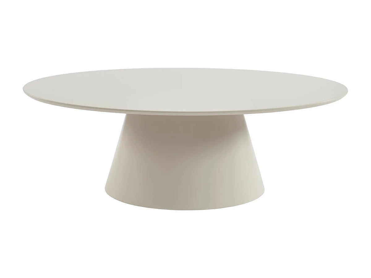 Table basse Japandi ovale en MDF laqué beige mat 120 x 60 cm - Antelada