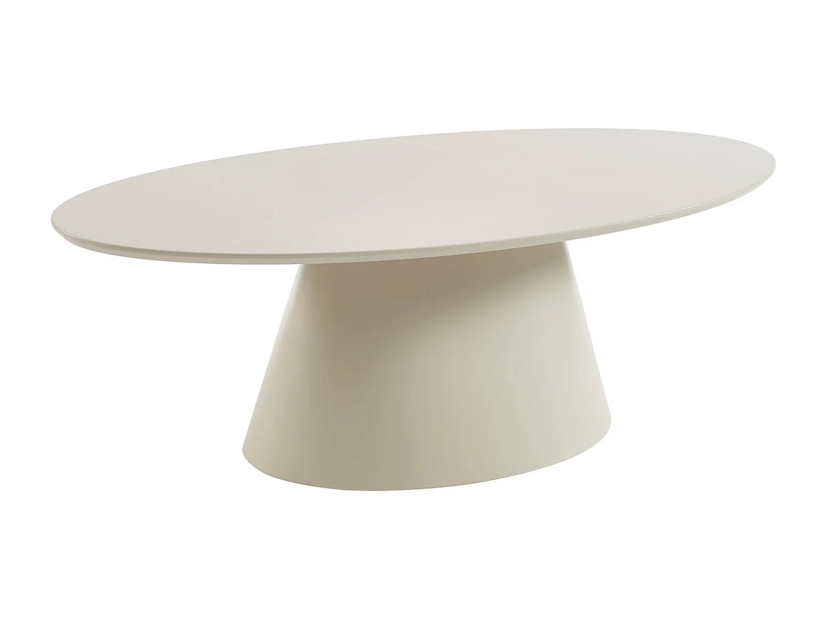 Table basse Japandi ovale en MDF laqué beige mat 120 x 60 cm - Antelada