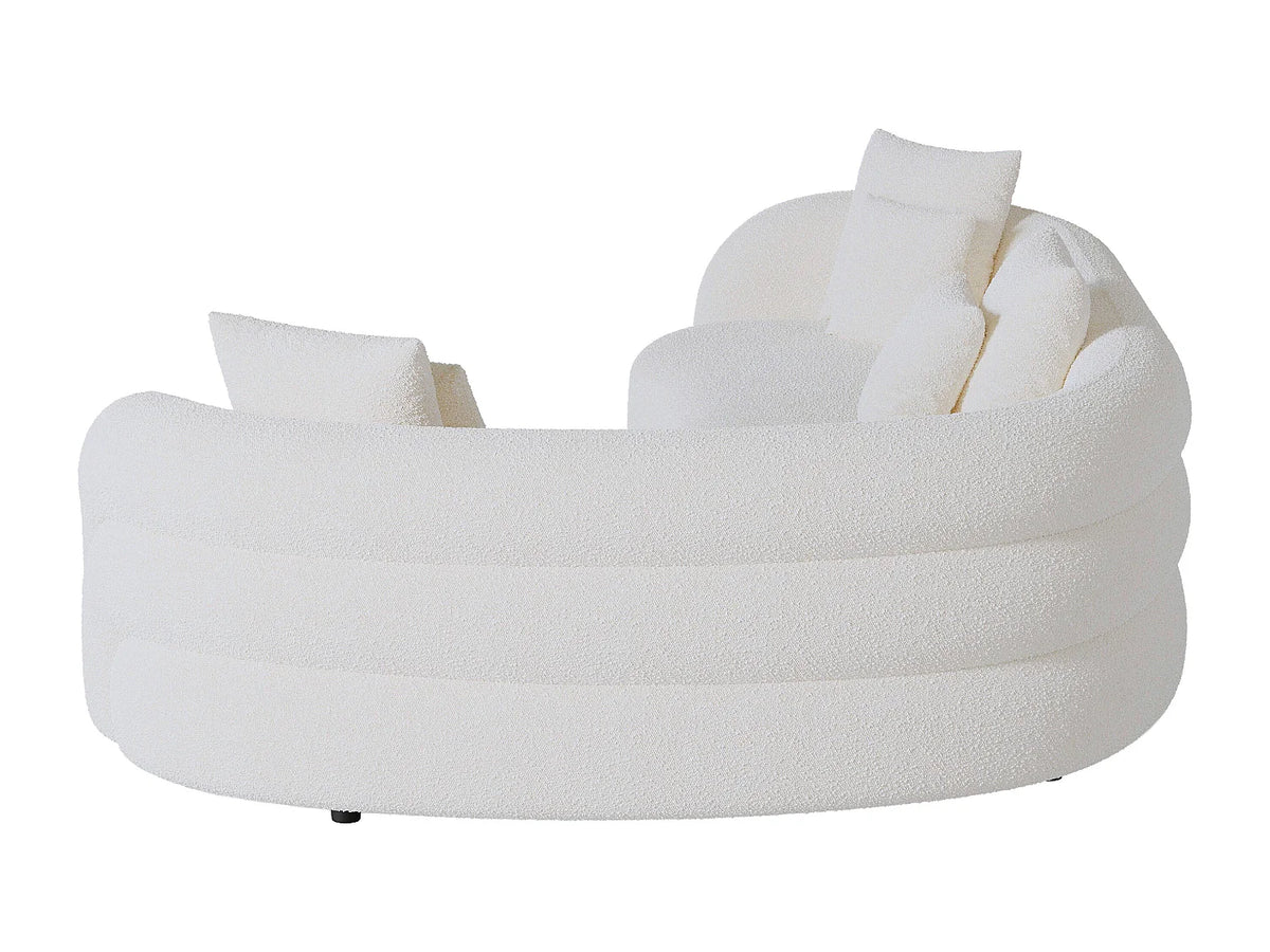 Canapé d'angle Japandi gauche 5 places en bouclette blanche 290 cm - Lapiota