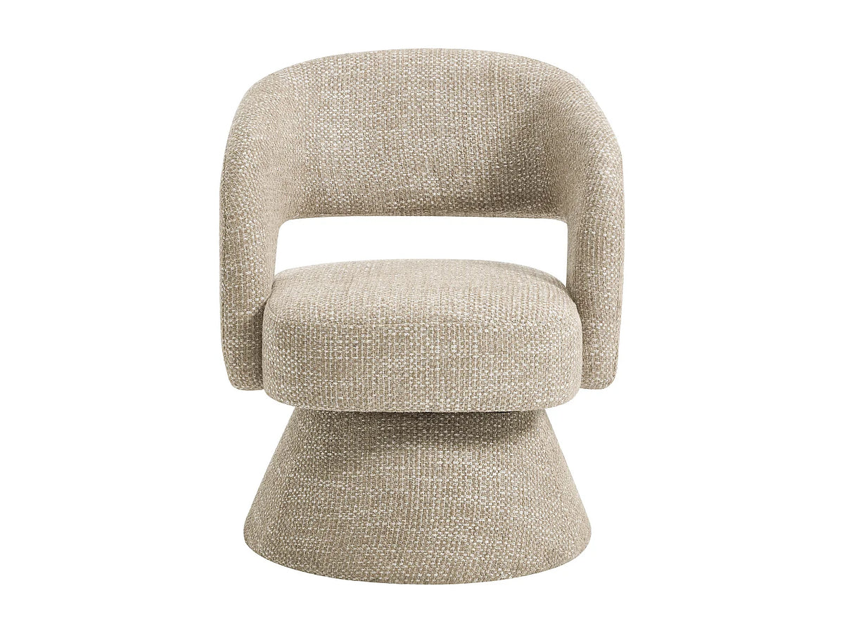 Fauteuil Japandi pivotant en tissu texturé beige - Narolia