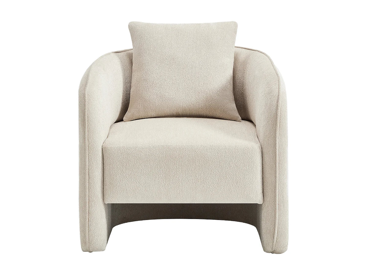 Fauteuil Japandi en tissu chiné beige - Lanito