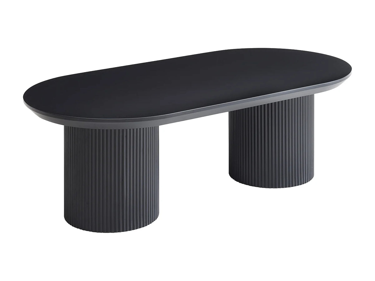 Table basse Japandi ovale en MDF laqué mat noir 120 x 60 cm - Lorimila