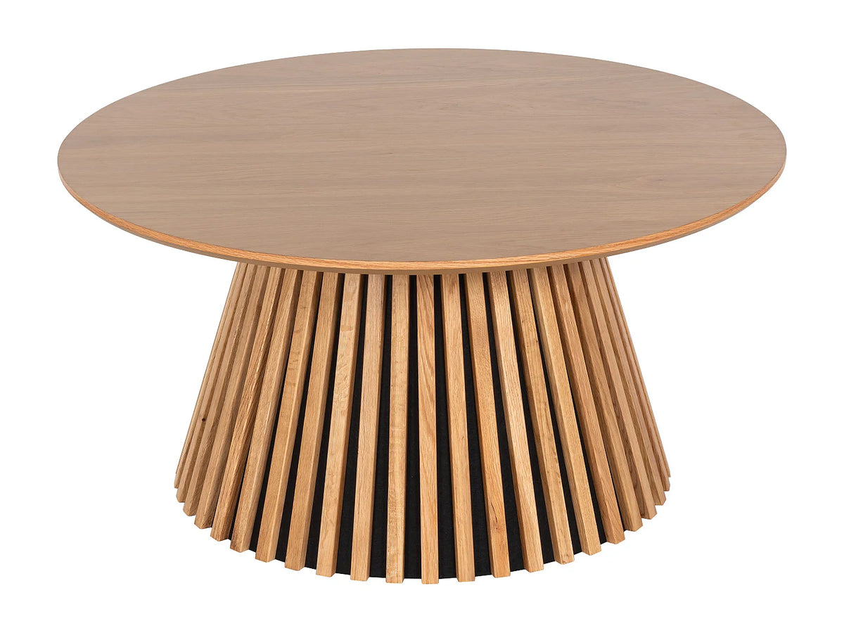 Table basse Japandi ronde en placage de chêne naturel clair Ø 90 cm - Carmiza