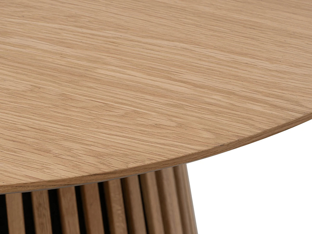 Table à manger ronde Japandi extensible 4 à 8 personnes placage chêne clair Ø 120 cm - Carmiza