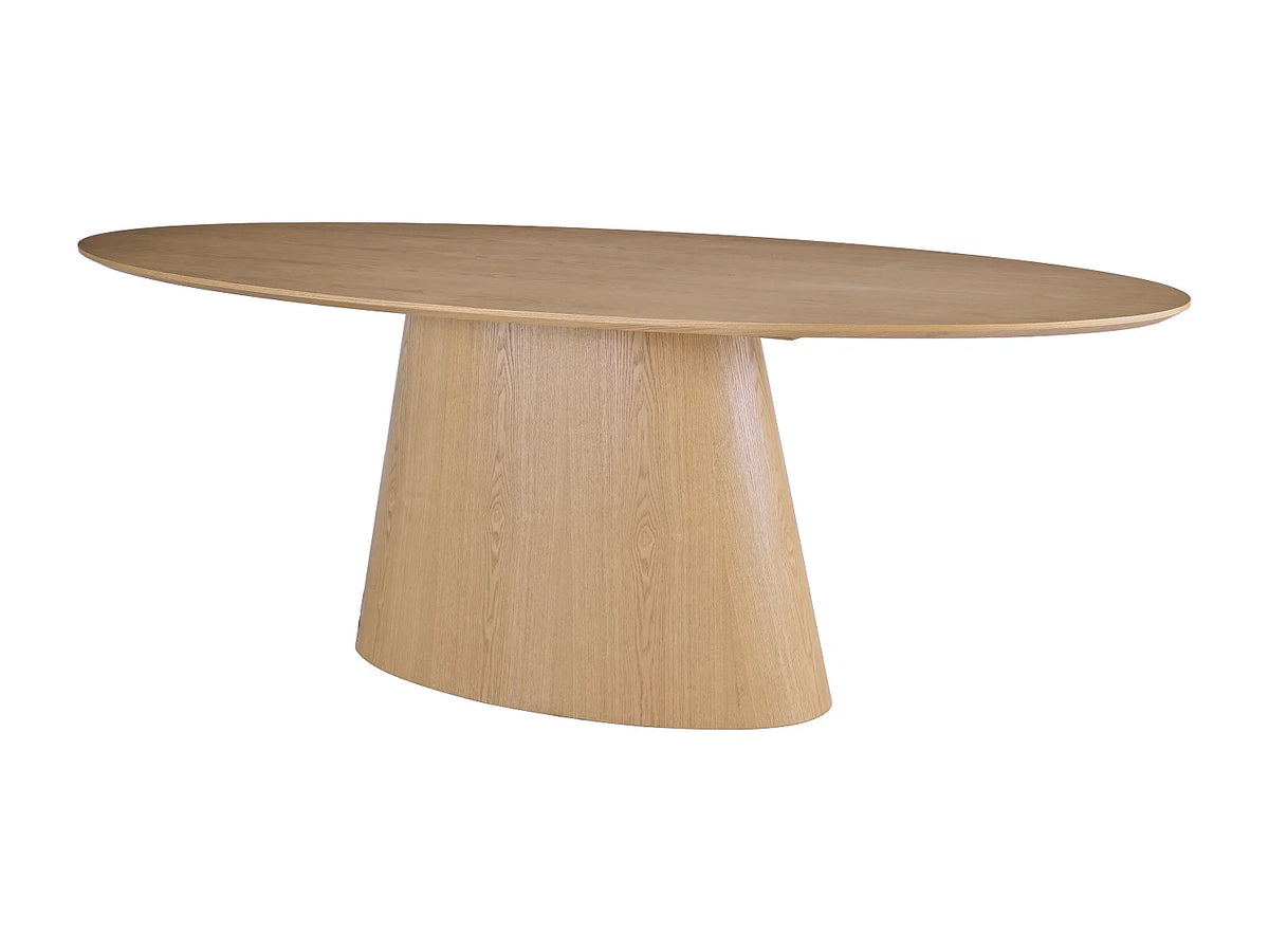 Table à manger ovale Japandi 8 personnes placage de frêne naturel clair 200 x 100 cm - Antelada