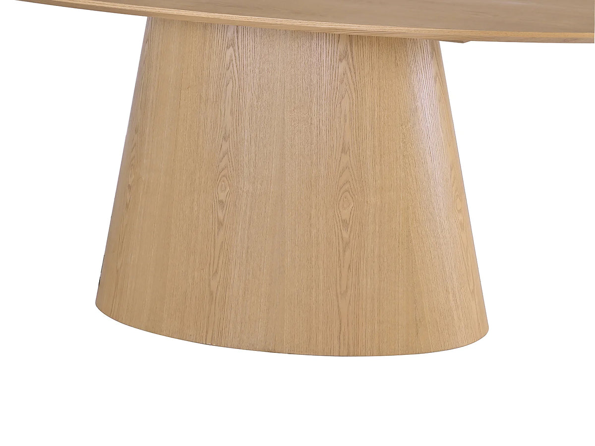Table à manger ovale Japandi 8 personnes placage de frêne naturel clair 200 x 100 cm - Antelada