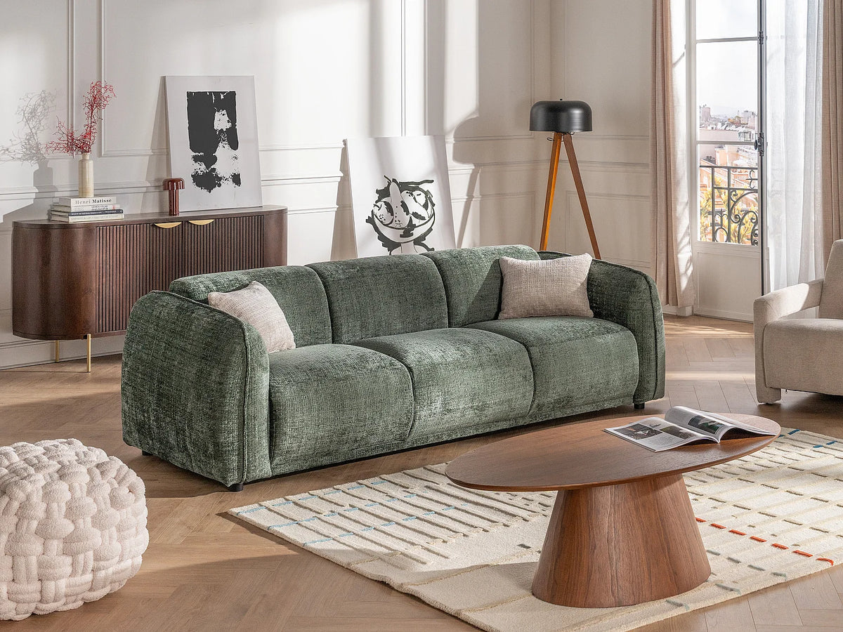 Table basse Japandi ovale en placage de noyer naturel foncé 120 x 60 cm - Antelada