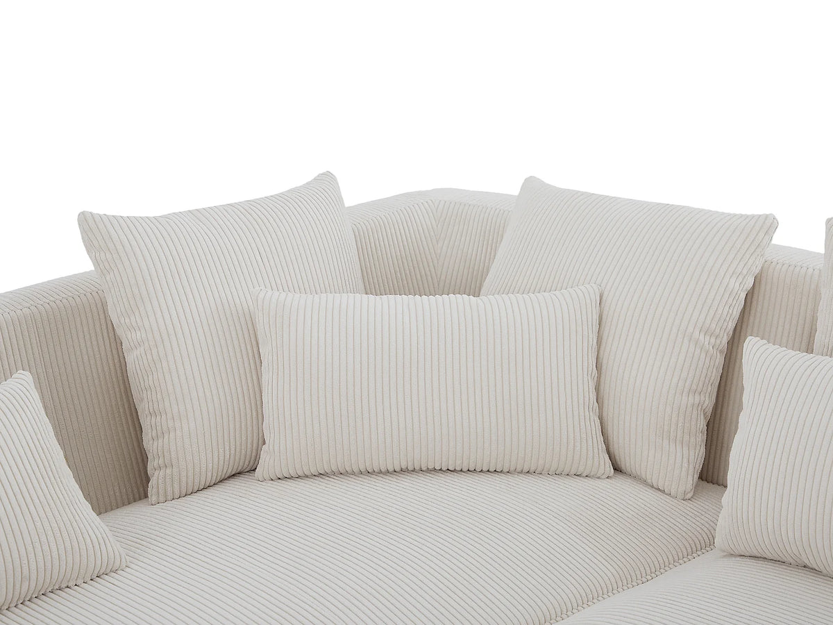 Petit canapé d'angle Japandi droit 4 places en velours côtelé beige 185 cm - Mecodi