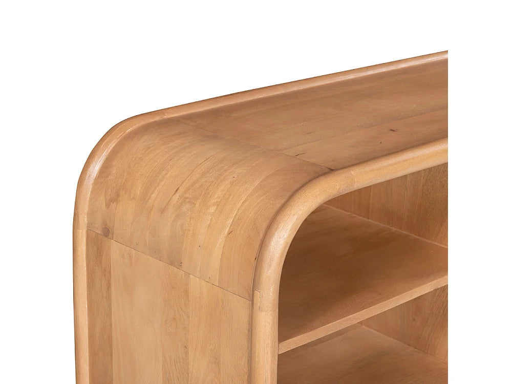 Meuble TV Japandi 2 portes et 2 niches en bois de manguier massif 150 x 55 cm - Bali