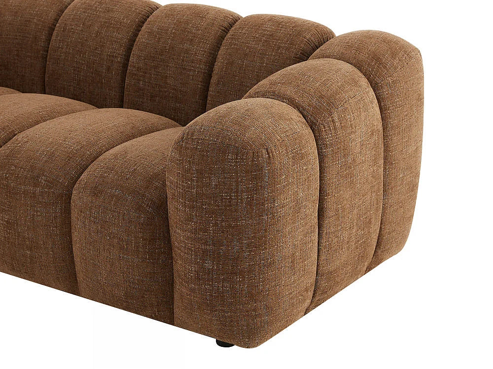 Canapé Japandi 2 places en tissu chenille marron 189 cm - Nelimar