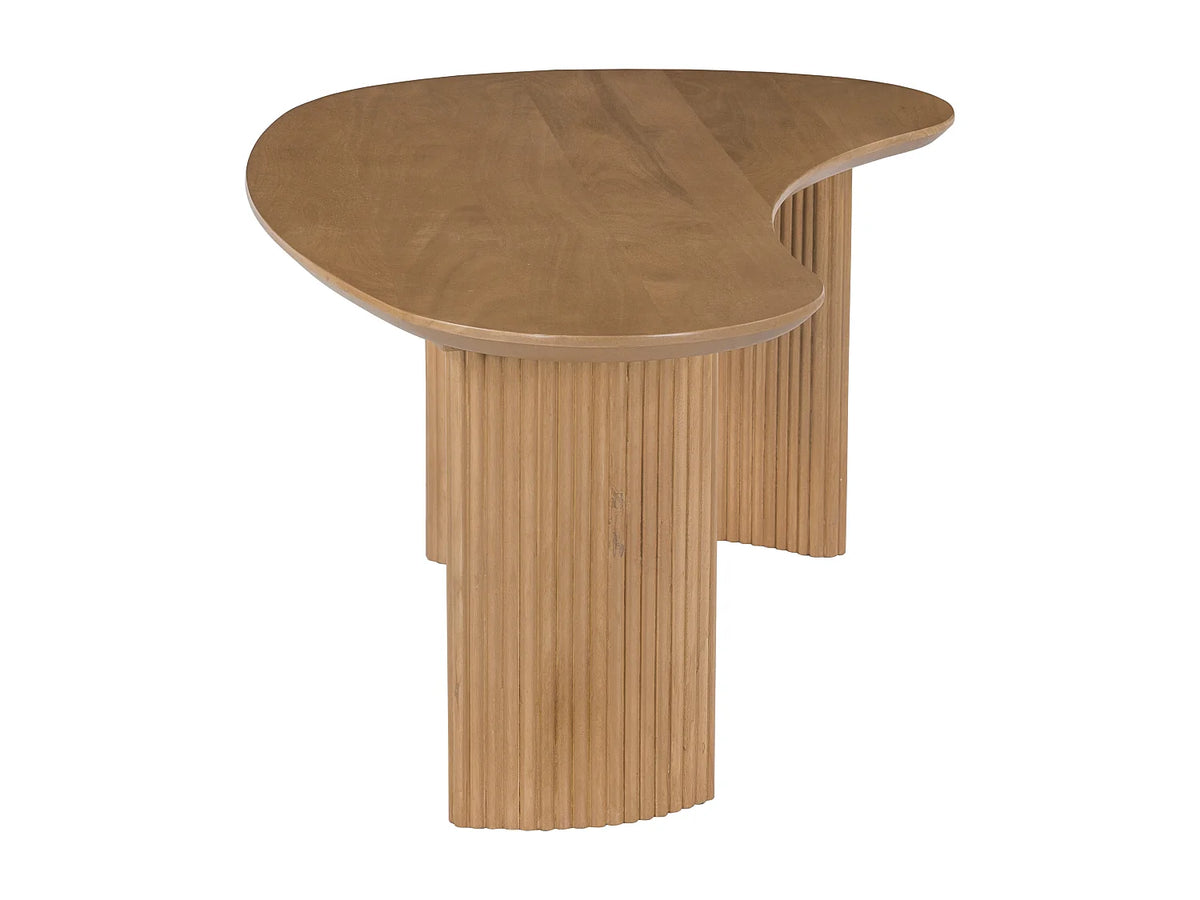 Table basse Japandi organique en bois de manguier naturel clair 120 x 70 cm - Tamenia