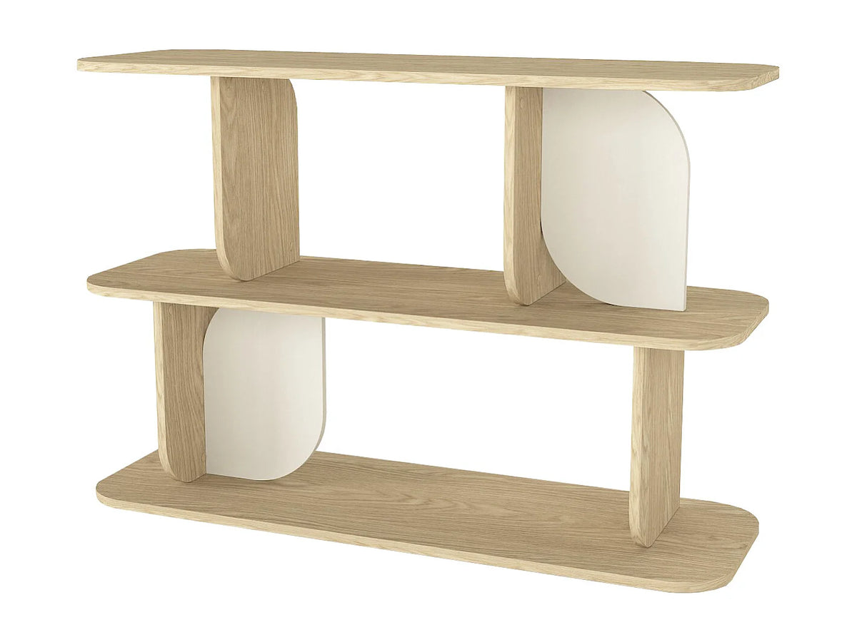 Étagère Japandi 2 tablettes naturel clair et beige 120 x 81,3 cm - Neleria