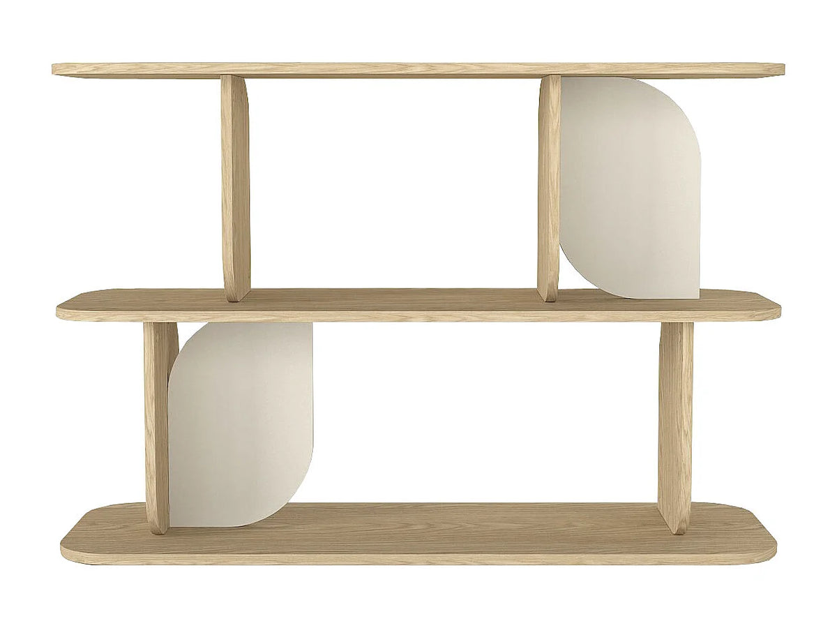 Étagère Japandi 2 tablettes naturel clair et beige 120 x 81,3 cm - Neleria