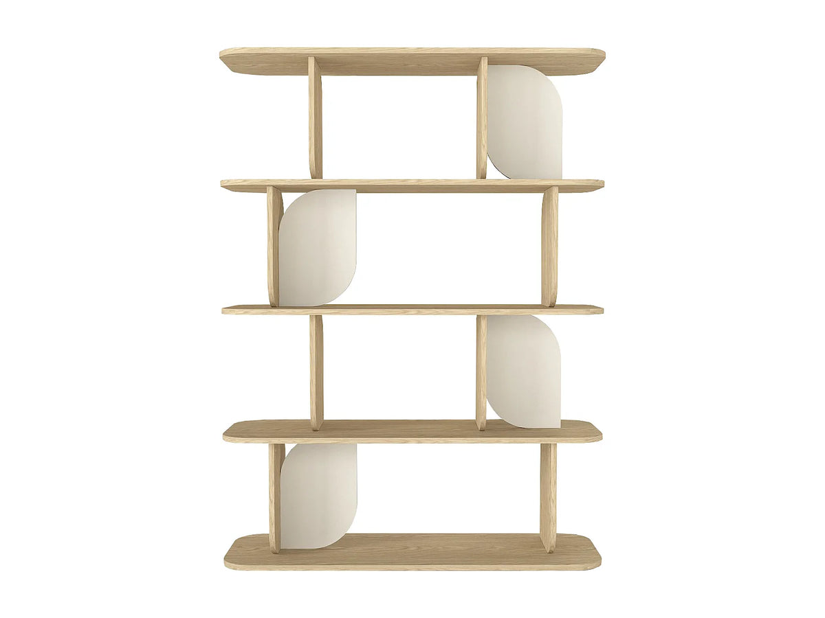 Étagère Japandi 4 tablettes naturel clair et beige 120 x 160,5 cm - Neleria