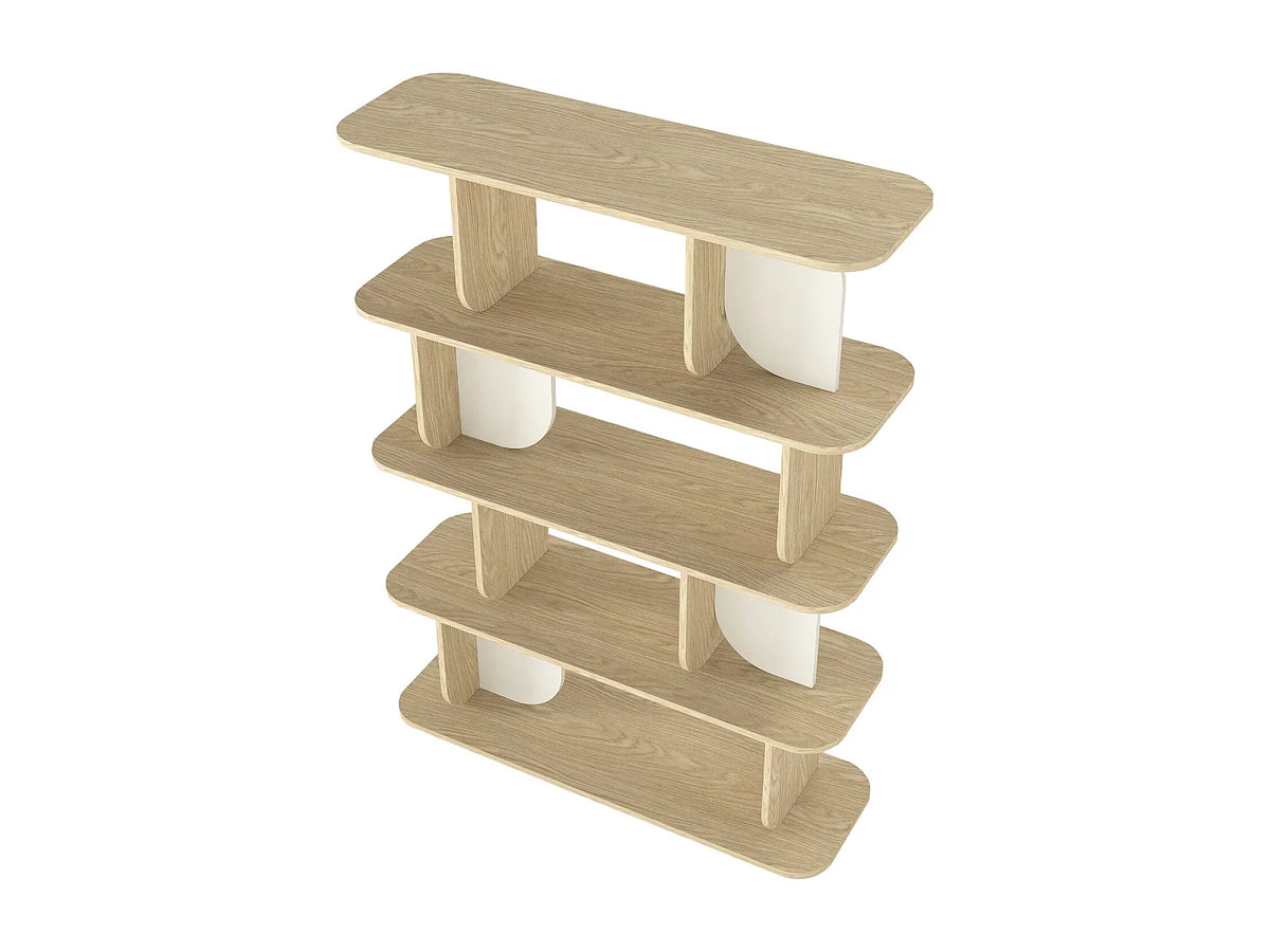 Étagère Japandi 4 tablettes naturel clair et beige 120 x 160,5 cm - Neleria