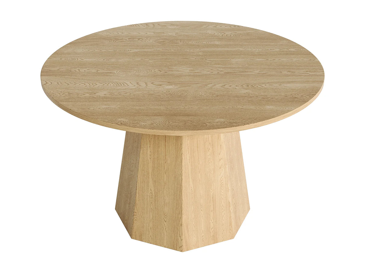 Table à manger ronde Japandi 4 à 6 personnes en MDF naturel Ø 120 cm