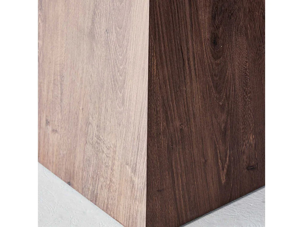 Table à manger carrée Japandi 4 personnes en MDF effet pierre gris et moka 120 x 120 cm - Cael