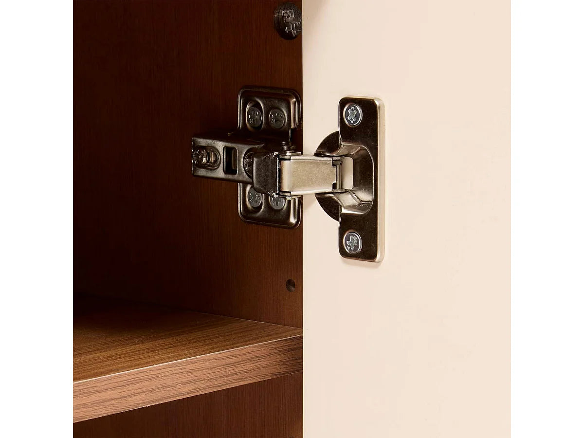 Meuble TV Japandi 2 portes et 1 tiroir façades géométriques effet noyer 140 x 50,5 cm - Jilani