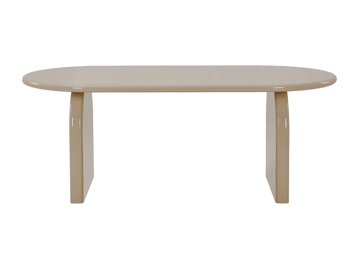 Table à manger ovale Japandi 8 personnes en MDF laqué beige brillant 200 x 100 cm - Felyria