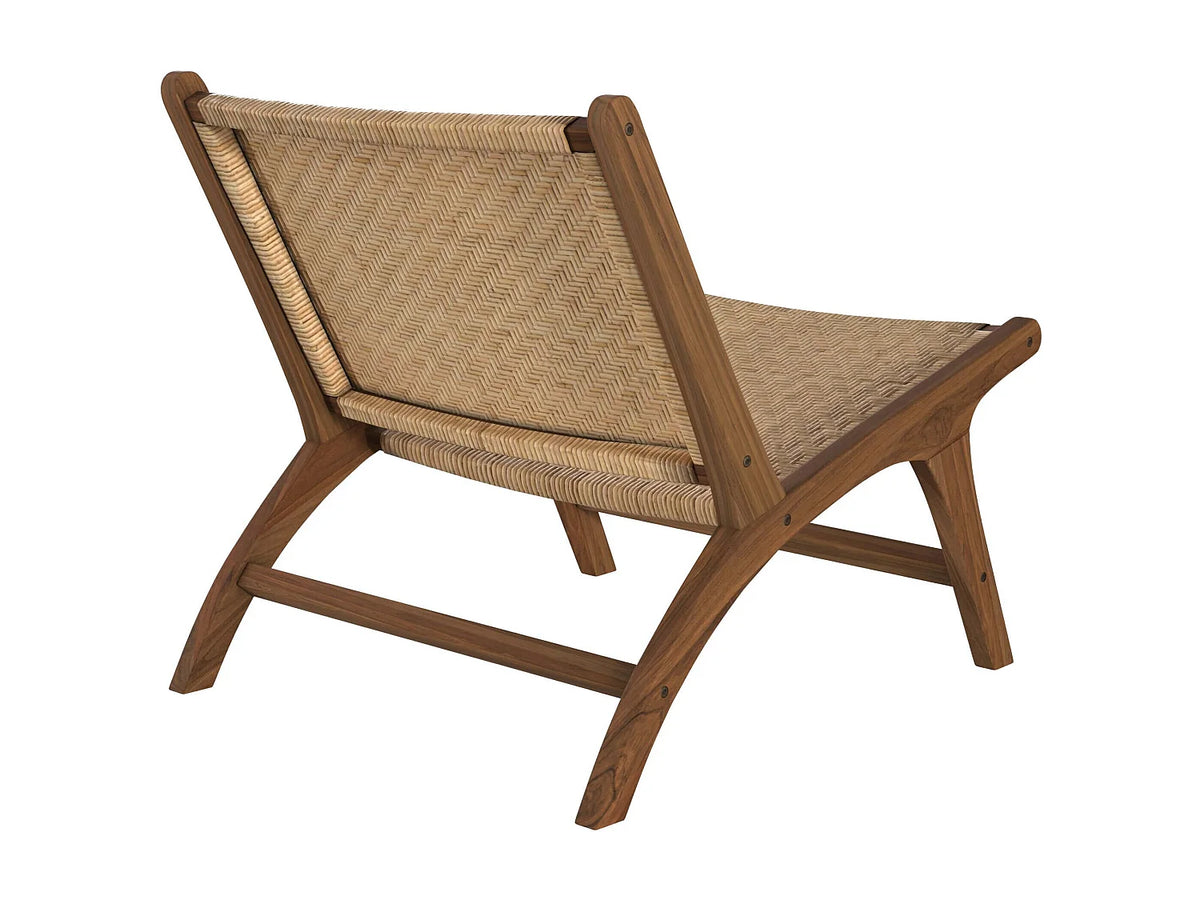 Fauteuil Japandi en bois de teck et rotin tressé naturel - Kilka