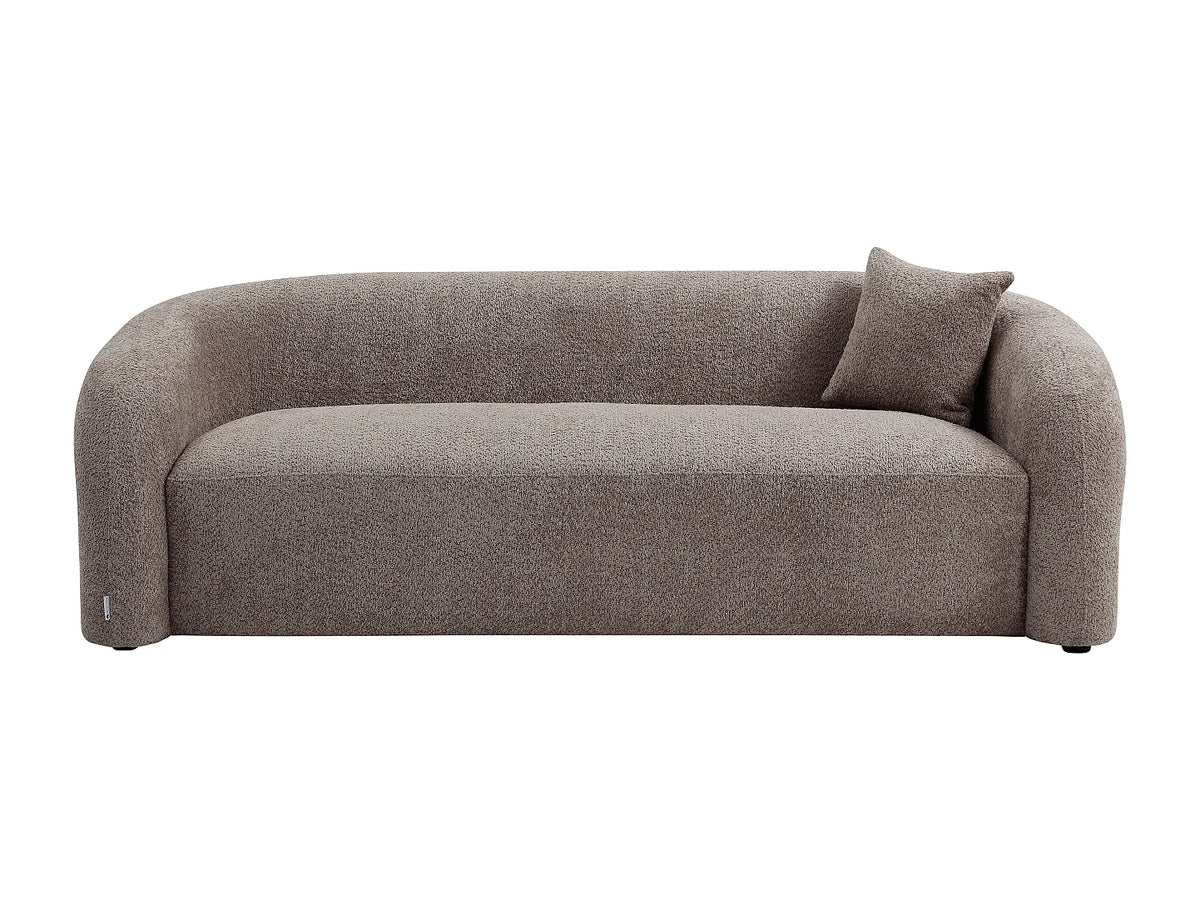 Canapé Japandi 3 places en bouclette taupe 220 cm - Lapiota