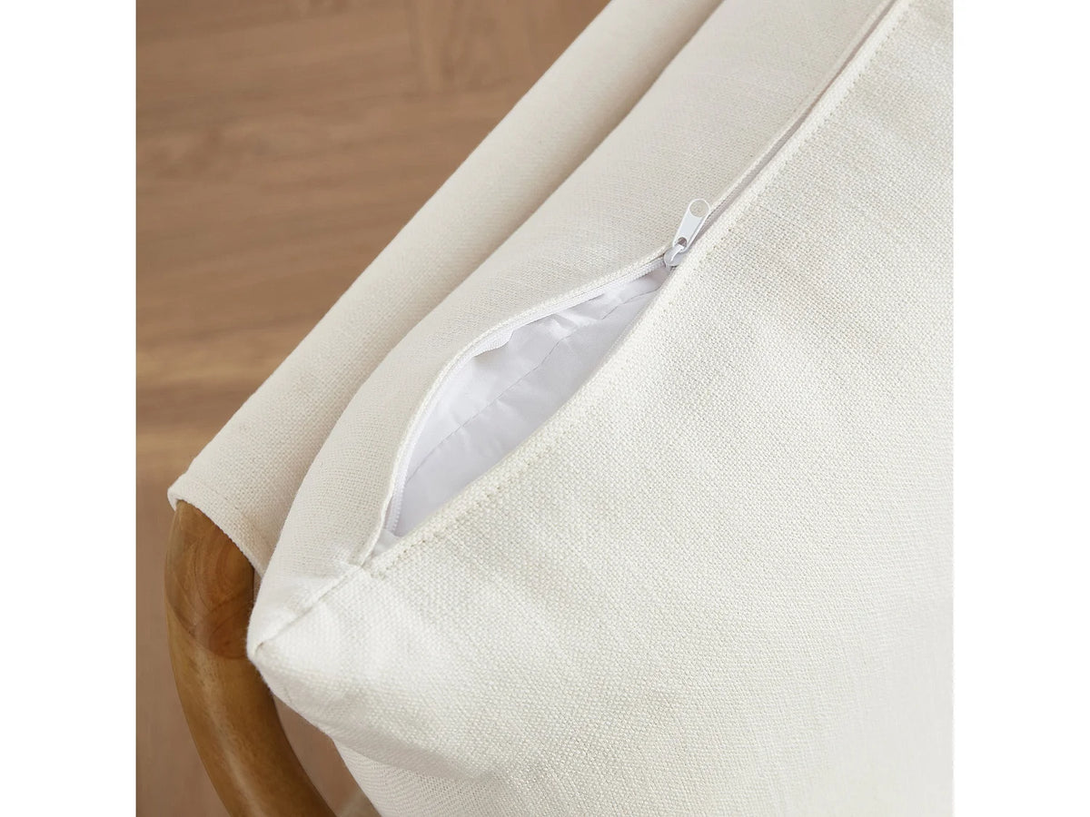 Fauteuil Japandi bohème en bois massif et corde de papier tressée beige