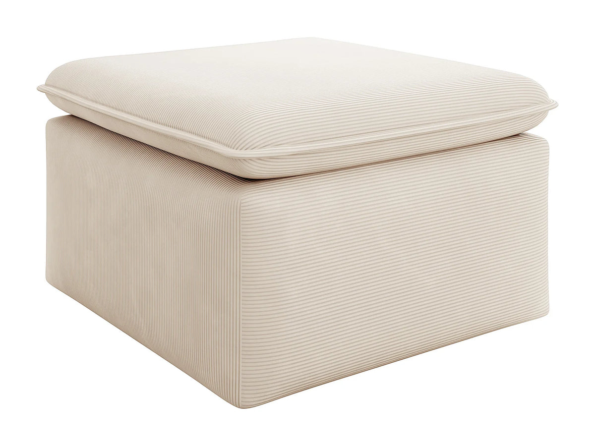 Canapé d'angle Japandi gauche convertible avec pouf en velours côtelé beige 230 cm - Teodora