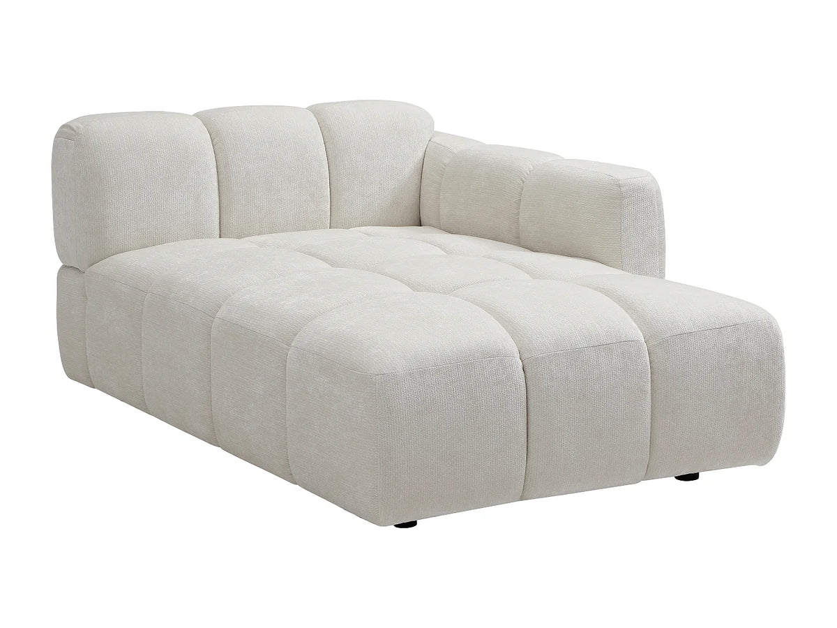 Canapé d'angle Japandi panoramique modulable 7 places en tissu texturé blanc cassé 396 cm - Carlivi