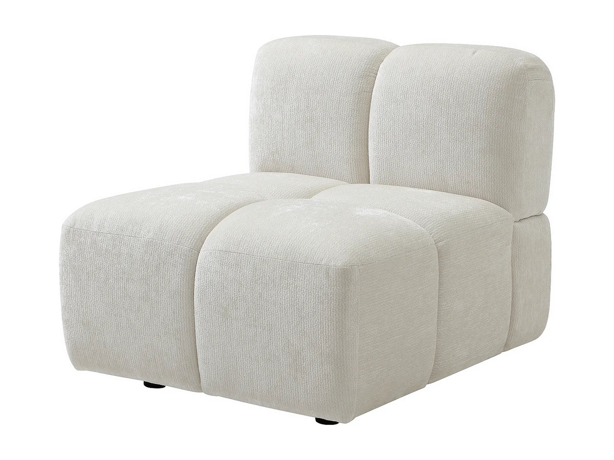 Canapé d'angle Japandi panoramique modulable 7 places en tissu texturé blanc cassé 396 cm - Carlivi