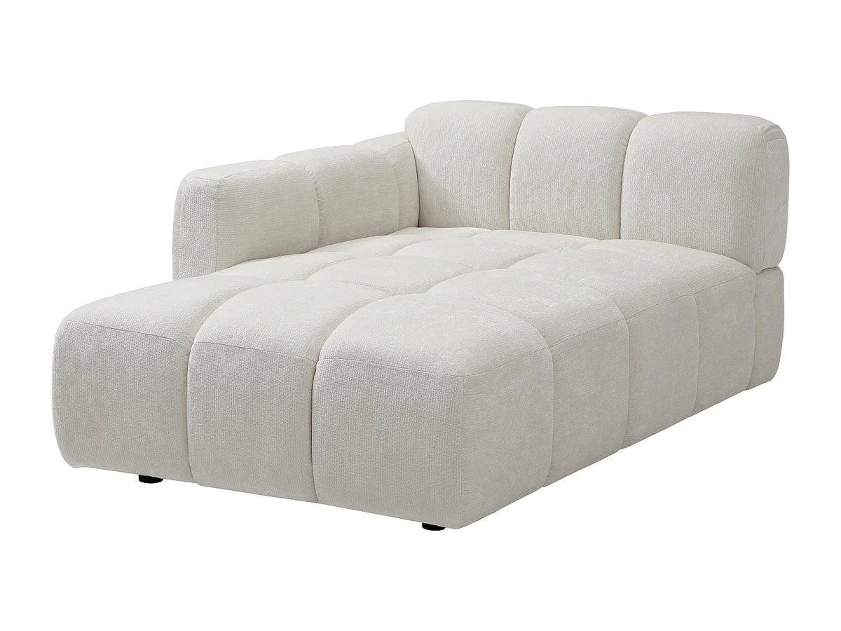 Canapé d'angle Japandi panoramique modulable 7 places en tissu texturé blanc cassé 396 cm - Carlivi