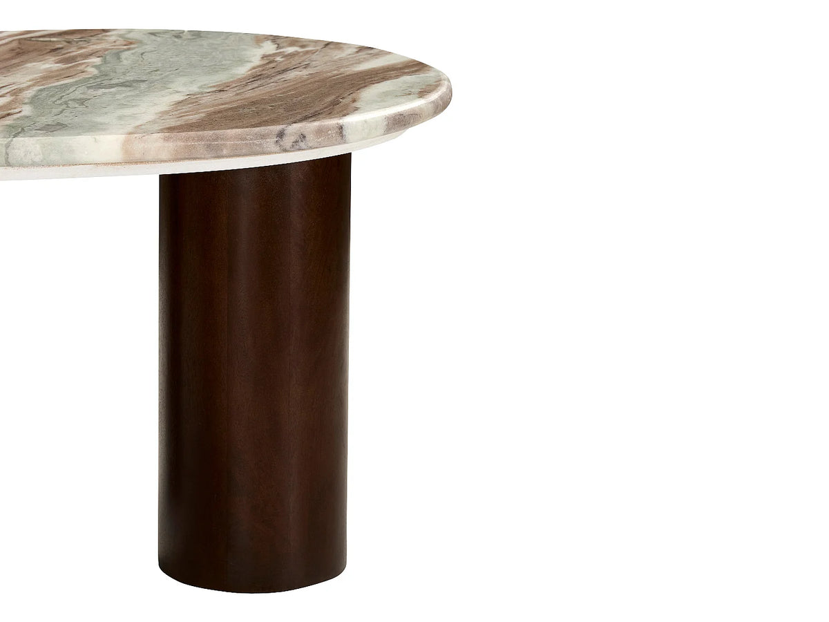 Table basse Japandi organique en marbre beige et bois d'acacia 100 x 55 cm - Dalizay