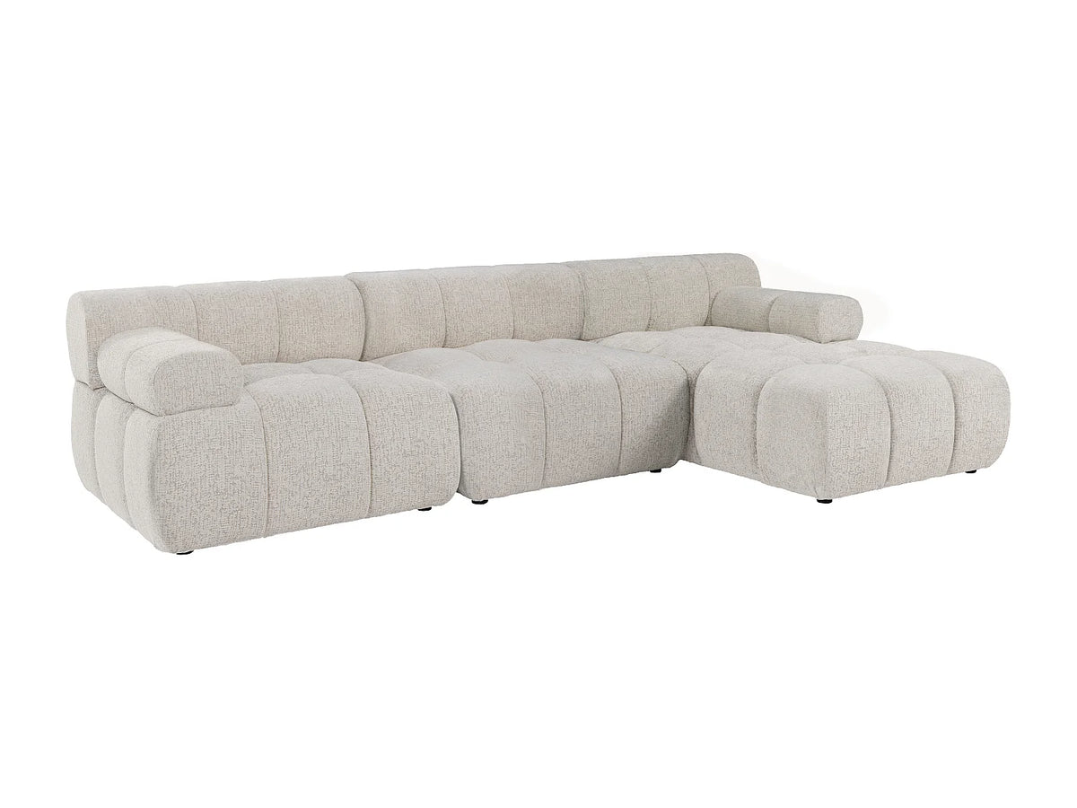 Canapé d'angle Japandi droit modulable 5 places en tissu chiné beige 282 cm - Facivil