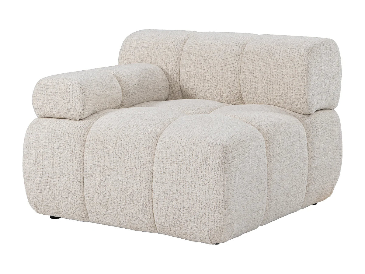 Canapé d'angle Japandi droit modulable 5 places en tissu chiné beige 282 cm - Facivil