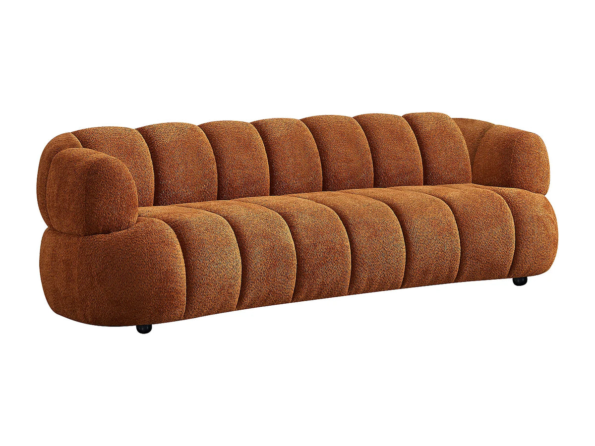 Canapé Japandi 3 places en bouclette terracotta 227 cm - Coliani
