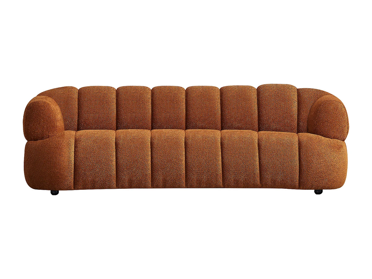 Canapé Japandi 3 places en bouclette terracotta 227 cm - Coliani