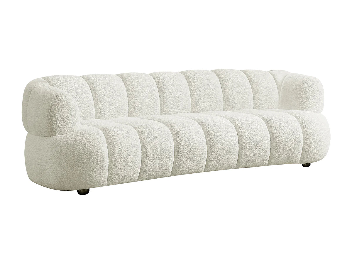 Canapé Japandi 3 places en bouclette blanc cassé 227 cm - Coliani