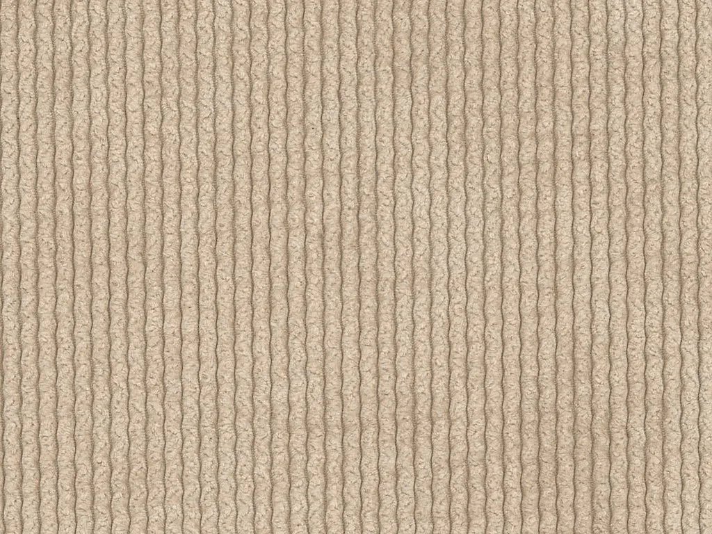 Grand canapé d'angle Japandi panoramique modulable 7 places en velours côtelé fines côtes beige 366 cm - Pogni