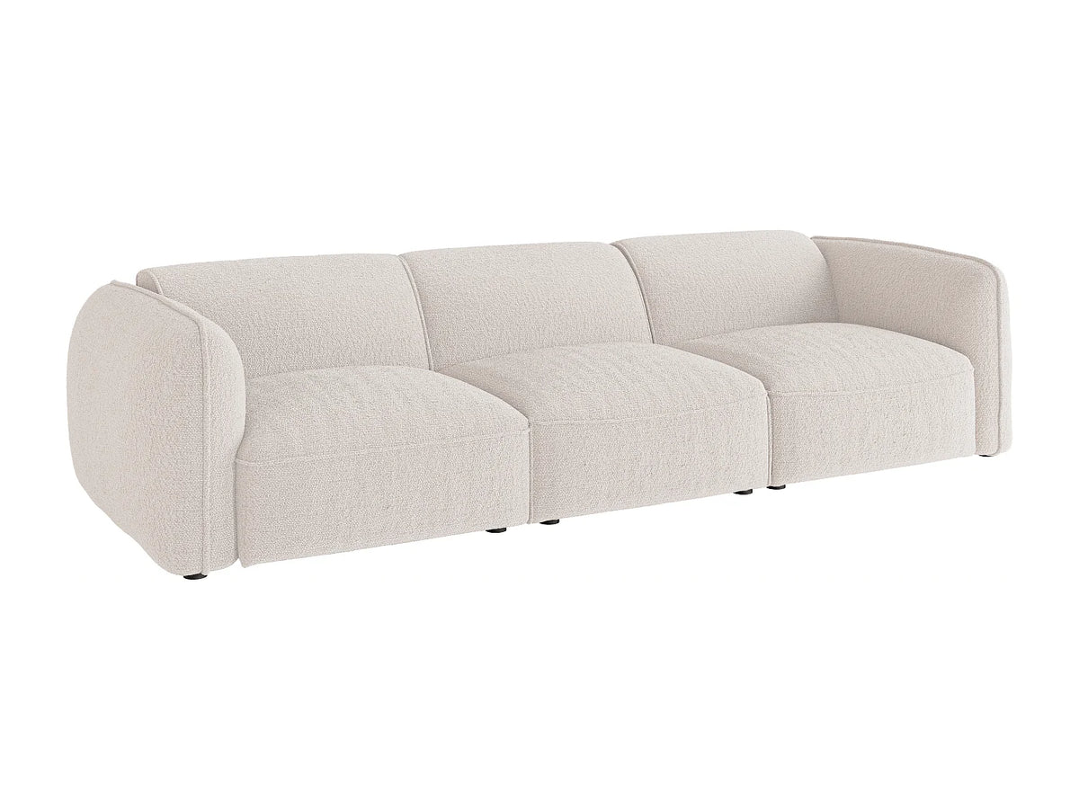Canapé Japandi modulable 3 places en tissu chenille beige 271 cm - Camilio