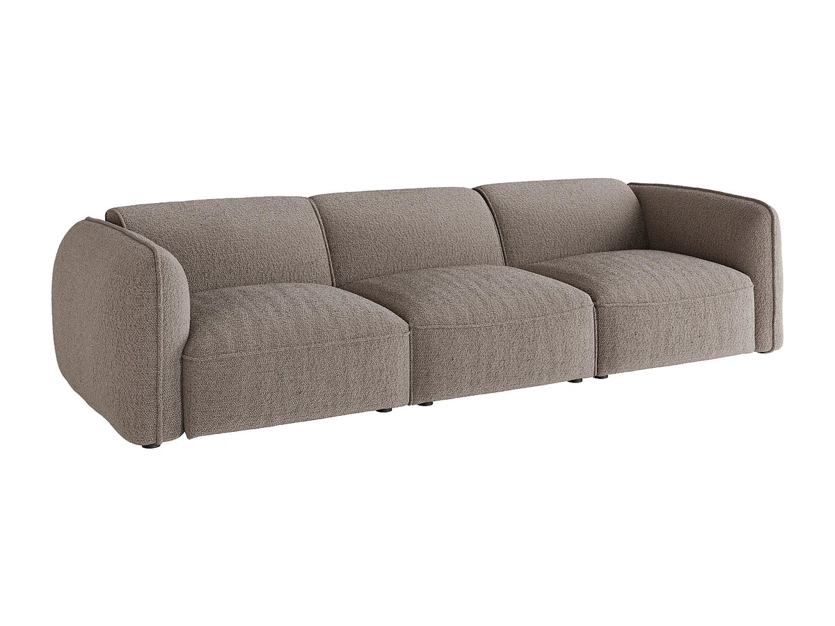 Canapé Japandi modulable 3 places en tissu chenille taupe 271 cm - Camilio